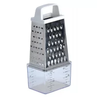 Терка нерж. с контейнером, с мерным делением четырехгранная 15см, арт. 93-AC-GR-06  - фото