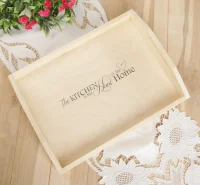 Поднос с декором, 40×30×7,5 см, сосна 3695414 Доляна (1) Белый - фото