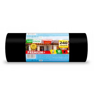 Мешки д/мусора ПВД "PREMIUM+" 240л в рул. 10шт, 45мкм (10), 24010830  - фото