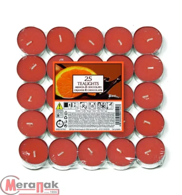 Свеча чайная арома 25 шт - Апельсин и Шоколад, Orange&Chocolate, 021939DSE, Италия Коричневый - фото