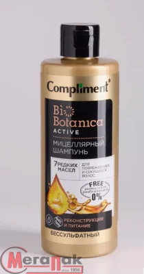 Мицеллярный шампунь ТМ Compliment BIOBOTANICA active 7 РЕДКИХ МАСЕЛ для повр. и секущ. волос 380мл  - фото