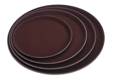 Поднос круглый нескользящий, полиэтилен, ø 35,5см, коричневый 1400PTBR Коричневый - фото