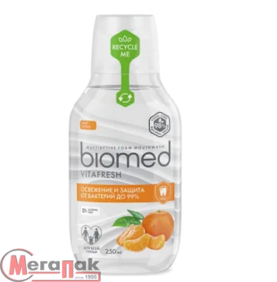 Комплексный пенный ополаскиватель для полости рта BIOMED VITAFRESH, 250 мл, арт. 109.51154.01 Прозрачный - фото
