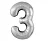 Шар фольга Agura (40''/102 см) Цифра, 3 Slim, Серебро, 1 шт. в уп. (4) Серебро - фото