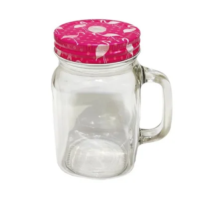 Кружка стеклянная с крышкой №1 440Мл (48) арт. 5034  - фото