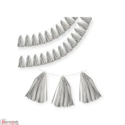 Гирлянда Тассел, Серебро, 35*12 см, 12 листов. Серебро - фото