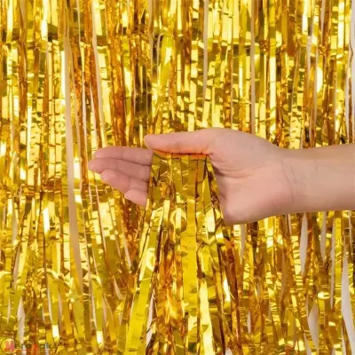 Занавес Дождик Золото, Металлик, 100*300 см, 1 шт. Золотой - фото