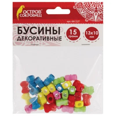Бусины для творчества Бантики, 13*10мм, 15г., 5 цветов, Остров Сокровищ, 661227  - фото