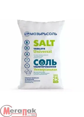 Соль таблетированная в п/п мешках по 25 кг Белый - фото