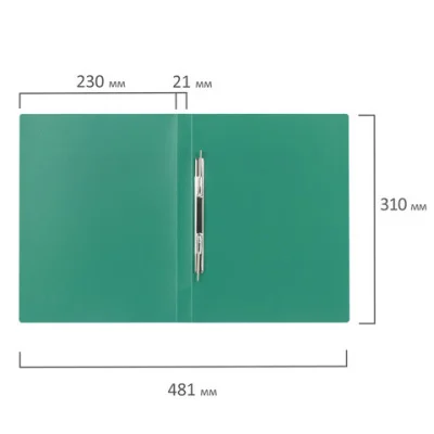 Папка с металлическим скоросшивателем BRAUBERG стандарт, зеленая, до 100 листов, 0,6 мм Зеленый - фото