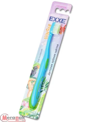 Зубная щетка EXXE Детская серия Джунгли 6-12 лет (мягкая), 1 штука С0007707  - фото