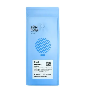 Комплект: Кофе Bonfuse Brazil Mogiana 1кг зерно 100% арабика + Стакан для горячего 250мл полипропиленовый коричневый 13шт Голубой - фото