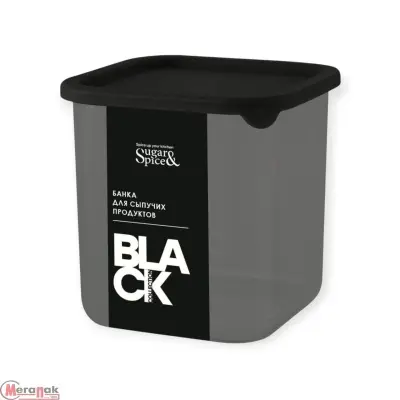 Банка для сыпучих продуктов Sugar&Spice Black квадратная 0,8л, с гибкой крышкой, SE168410621 (15) Черный - фото
