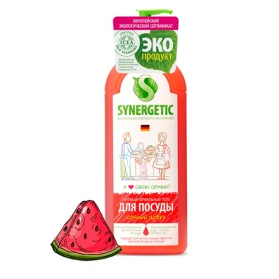 Гель для мытья посуды,фруктов, детских игрушек "Synergetic" 0,5л Арбуз, арт. 103055/14  - фото