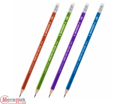 Карандаш чернографитный ЮНЛАНДИЯ "МЕТАЛЛИК", 1 шт., HB, с ластиком, корпус ассорти, 181764 Черный - фото