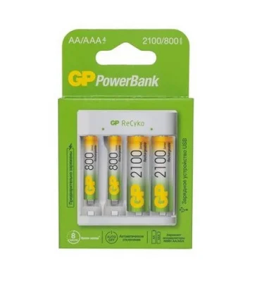 Зарядное устройство USB GP E411-2CRB1,4сл. АА/ААА(12)  - фото