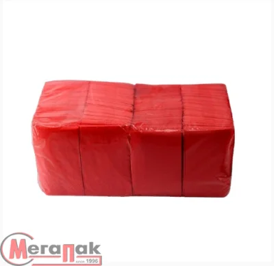 Салфетки бумажные 33*33см, 2сл, красные, 200л, 1/4 слож Красный - фото