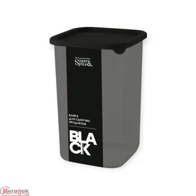 Банка для сыпучих продуктов Sugar&Spice Black квадратная 1,2л, с гибкой крышкой, SE168510621 (9) Черный - фото