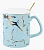 Кружка с крышкой и ложкой "Голубой мрамор" (голубой) v=380 мл Голубой - фото