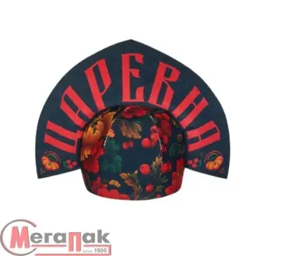 Шапка банная с принтом "Кокошник Хохлома", войлок синтетический, Б040613 (10) Разноцветный - фото