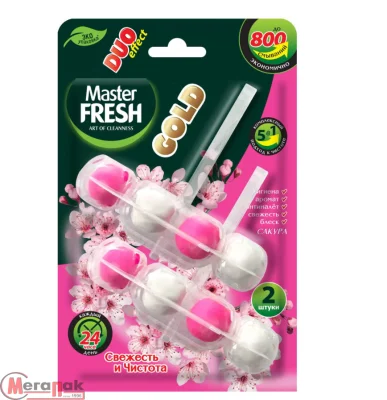 Блок подвесной для унитаза Master FRESH GOLD DUO EFFECT 5в1 САКУРА, 2шт, С0007430  - фото