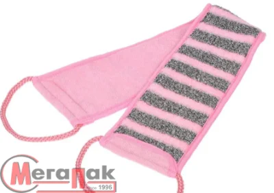 Мочалка "Женская" лента, 10х60 см (10х74 см с ручками), двусторонняя, "Банные штучки", арт. 41464 Розовый - фото
