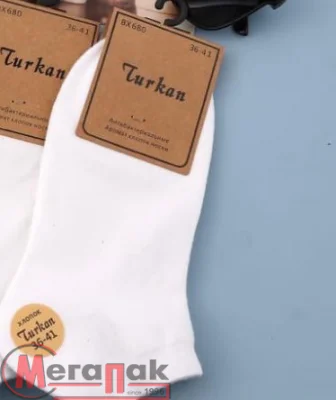Носки женские TURKAN Укороченные,цвет Микс (хлопок) р.36-41 арт 680 Белый - фото