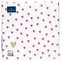 Салфетки бум.  Bouquet  33*33, 3сл 20л "Сердечки на белом" (12)  - фото