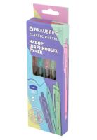 Ручки шариковые автоматические с грипом BRAUBERG "PASTEL", СИНИЕ, набор 5 шт., 44470 (12) Микс - фото