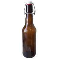 Комплект Бутылка стеклянная LM Beer коричневая 0.5 л + Крышка с бугельной пробкой W4016 1 шт.  - фото