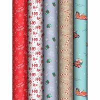 Упаковочная бумага глянцевая 70*100 см Christmas Pattern, 80г/м2, МИКС 1  - фото