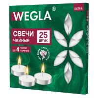 Свечи чайные литые WEGLA EXTRA, до 4 часов горения, вес 10г, комплект 25шт, 702570 (10)  - фото