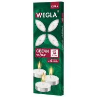 Свечи чайные литые WEGLA EXTRA, до 4 часов горения, вес 10г, комплект 12шт, в гильзе, 702569 (15)  - фото