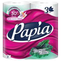 Туалетная бумага Papia Тропическая экзотика 3 слоя 16.5 м белая 4 шт/упак  - фото