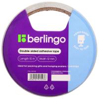 Клейкая двухсторонняя лента Berlingo 12 мм арт. FSn_12101/203631 бумажная основа 10 м/рул Белый - фото