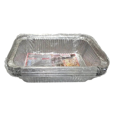 Форма алюм, прямоуг, L-край, 860мл 12шт. в упаковке Мегапак, арт. 860 Мега  - фото