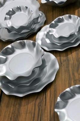 Тарелка бумажная Д=18,5 (1/10шт) BOWL SATIN SILVER 46MA Серебро - фото