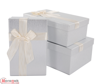 Коробка Чудесный подарок, Серебро, 19*19*9,8 см, 1 шт Серебро - фото