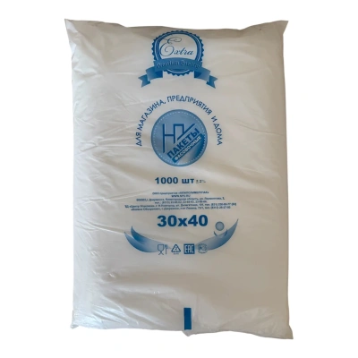 Пакет без фальца 30*40 HDPE 1/1000 (10) Прозрачный - фото