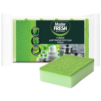 Губки для мытья посуды MAXI 5шт Master FRESH, арт. С0005790, С0007170, С0007744  - фото
