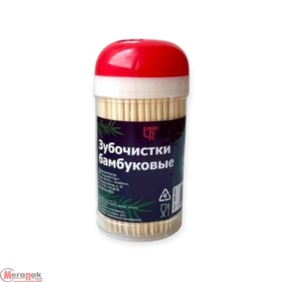Зубочистки в баночке бамбук 1/200 Бежевый - фото
