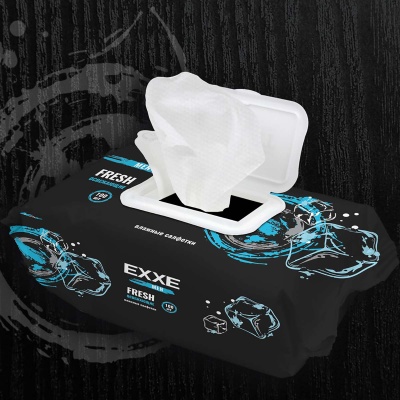 Салфетки влажные EXXE MEN,100 штук (муж парфюм. аромат), клапан С0007348, С0008076  - фото