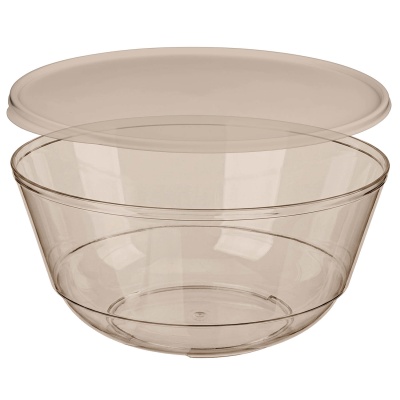Миска "Бергамо" 2л с крышкой (коричневый транспарент)  - фото
