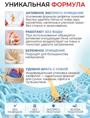 Влажные салфетки Namza для удаления пятен 25 шт/уп Белый - фото