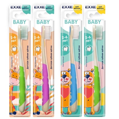 Зубная щетка EXXE Детская Baby 2-6 лет (мягкая), 1 штука С0006744  - фото