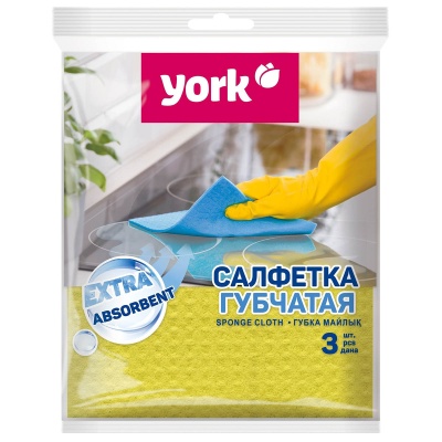 Салфетка губчатая York арт. 024010 15.5*17.5 см 3 шт/упак  - фото