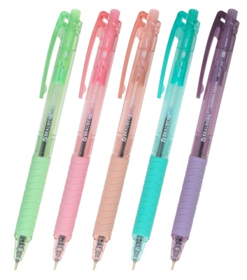 Ручки шариковые автоматические с грипом BRAUBERG "PASTEL", СИНИЕ, набор 5 шт., 44470 (12) Микс - фото