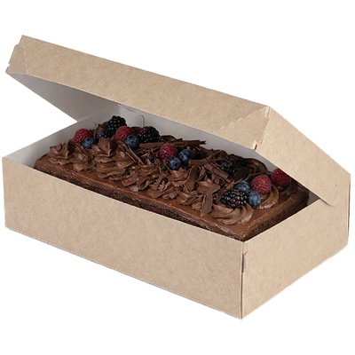 Коробка для десертов OSQ Cake 1900 1930 мл 230*140*60 мм крафт/белая 1 шт. Коричневый - фото