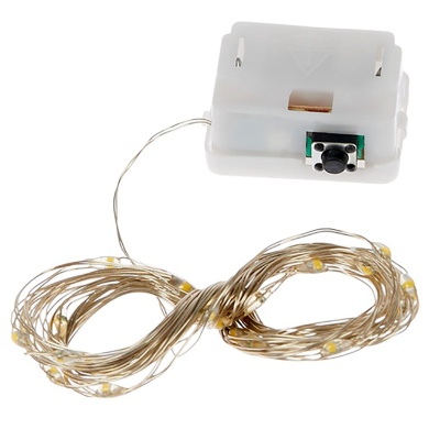Гирлянда «Нить» 3 м, серебристая. 30 LED, от батареек AG13×3, 3 режима, свечение тёплое, 10926726  - фото