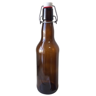 Комплект Бутылка стеклянная LM Beer коричневая 0.5 л + Крышка с бугельной пробкой W4016 1 шт.  - фото